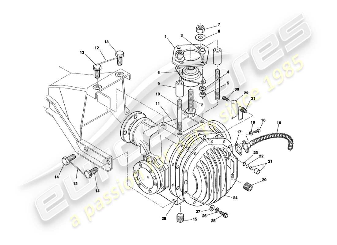 aston martin v8 volante (1997) diagramme des pièces de l'unité hypoïde