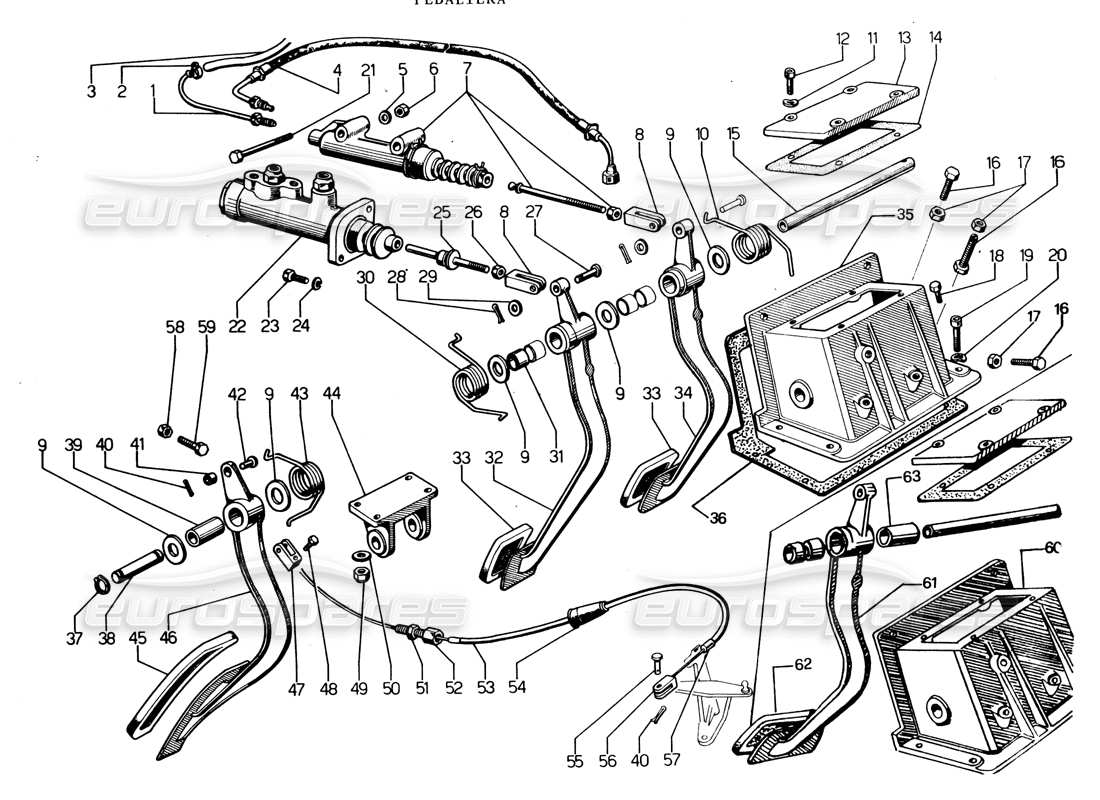 lamborghini espada pedal box (cambio aut) (gran bret, irlanda, australia) part diagram