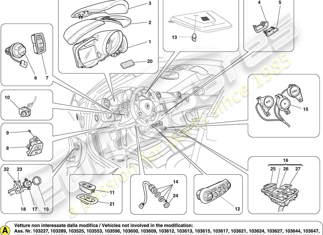 ferrari california (usa) services internes de l'habitat schéma des pièces