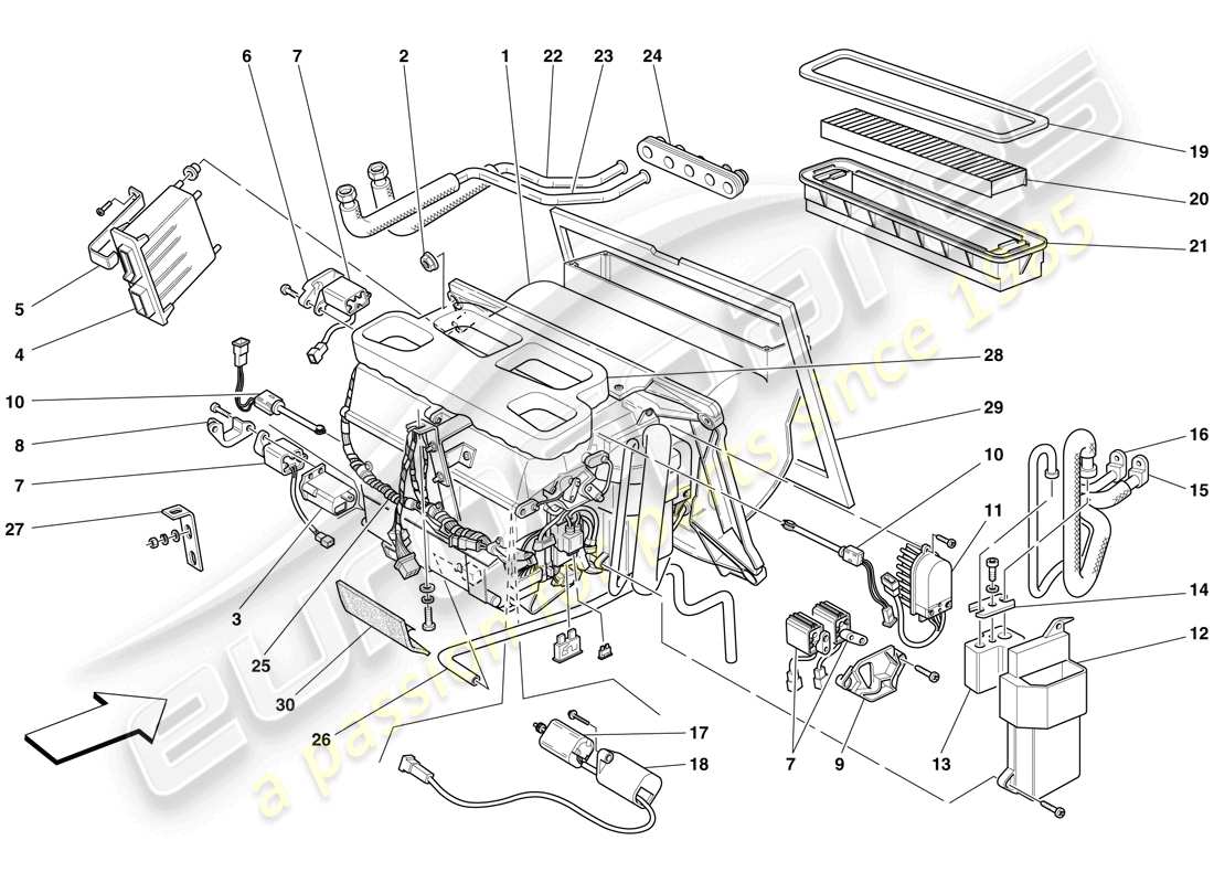 ferrari f430 scuderia (usa) unité d'évaporateur schéma des pièces