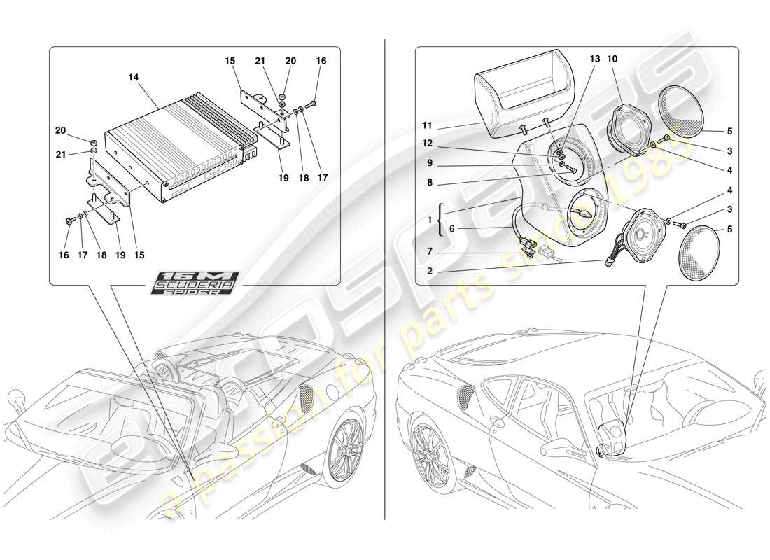 ferrari f430 scuderia (usa) système d'amplificateur radio schéma des pièces