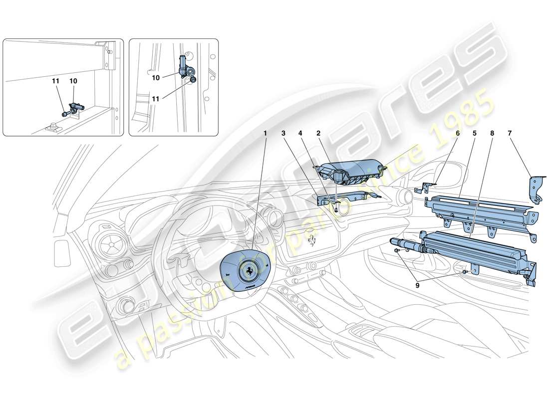 ferrari gtc4 lusso (usa) diagramme des pièces des airbags