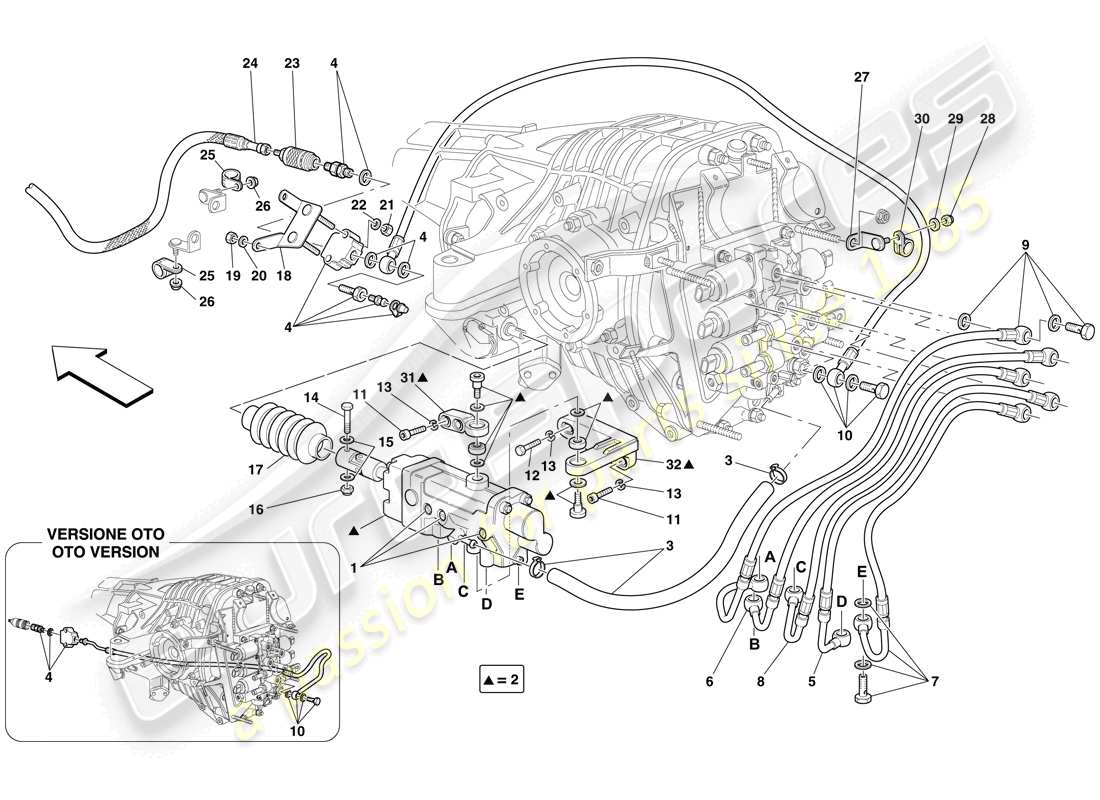 ferrari 612 sessanta (rhd) f1 commande hydraulique d'embrayage schéma des pièces