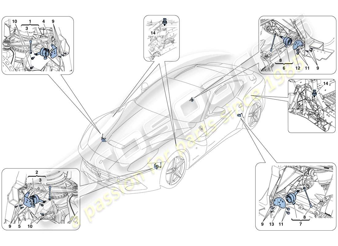 ferrari f12 berlinetta (rhd) gestion électronique (suspension) schéma des pièces