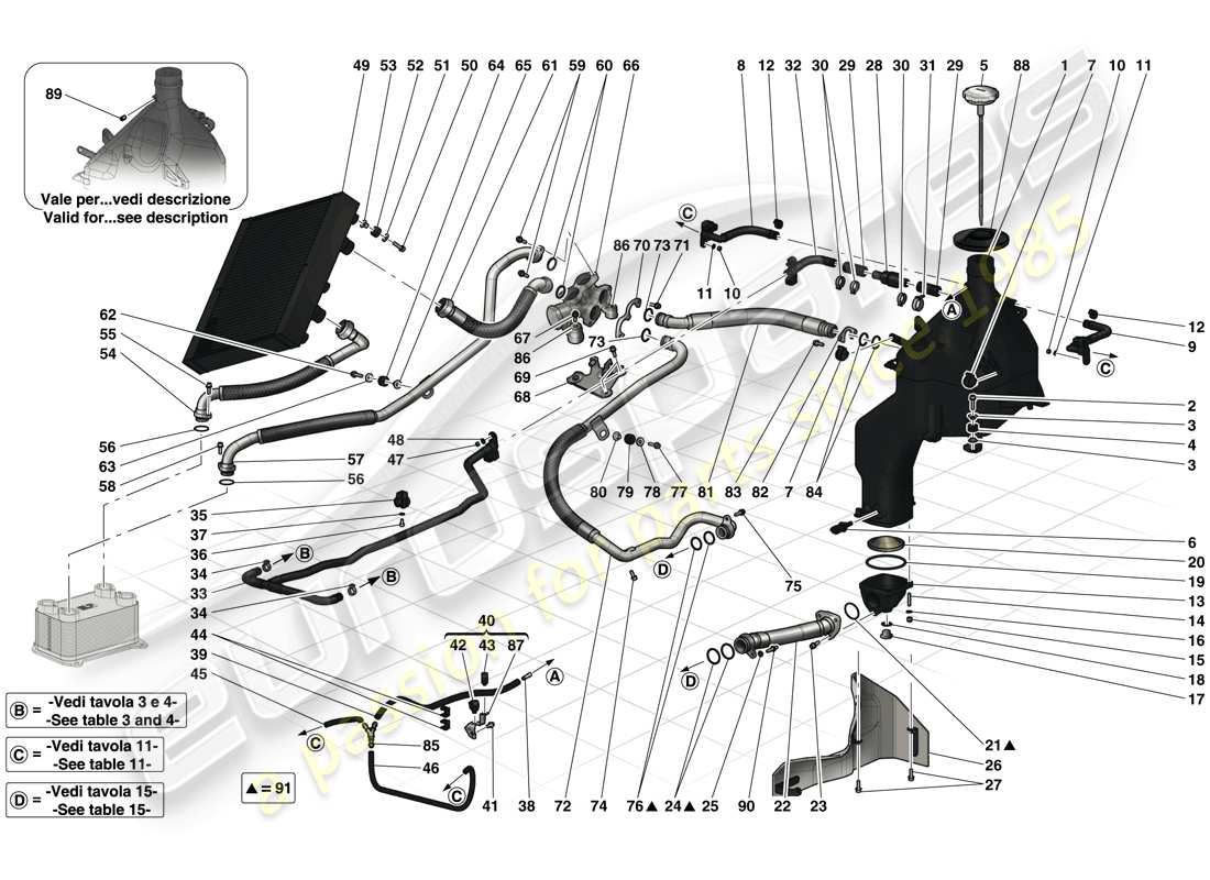 ferrari laferrari (usa) système de lubrification et système de récupération de vapeur d'huile schéma des pièces