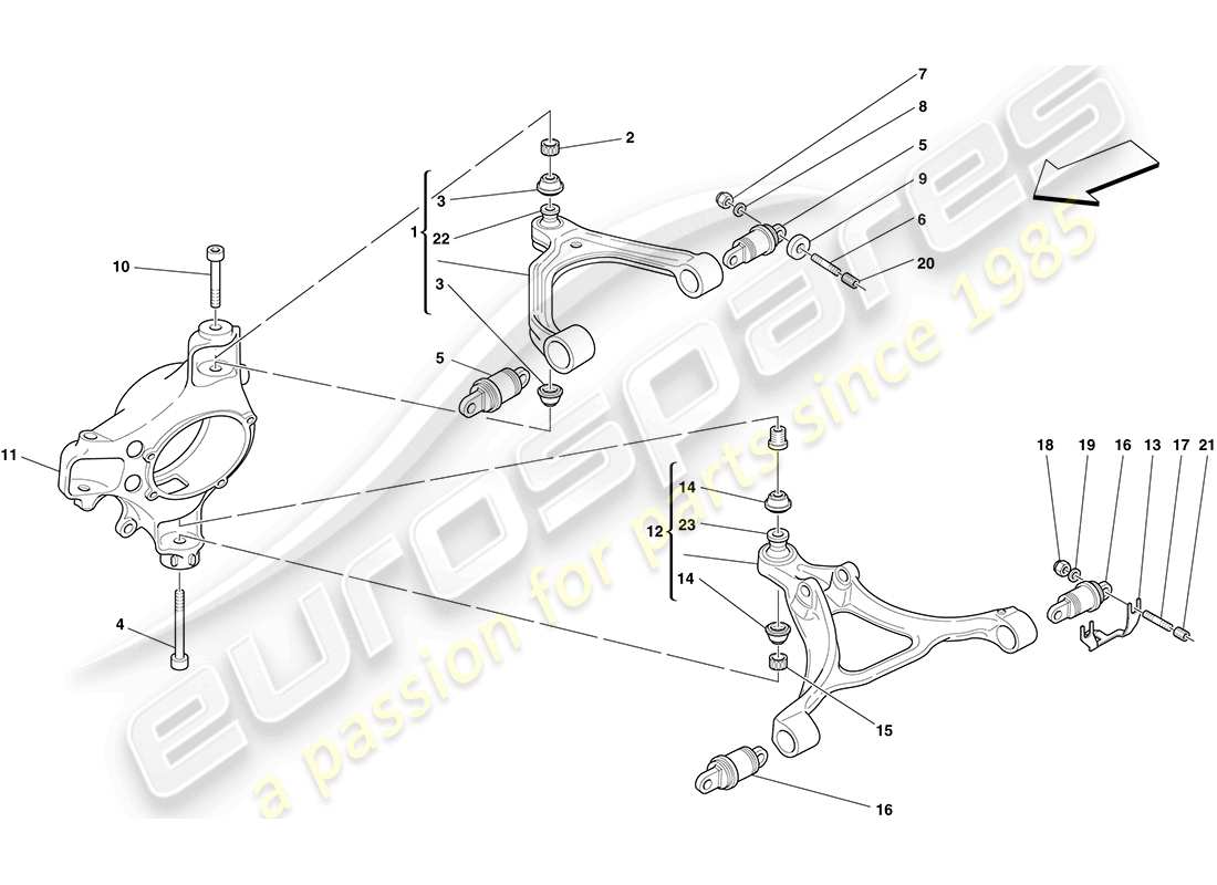 ferrari f430 coupe (rhd) suspension avant - bras - schéma des pièces