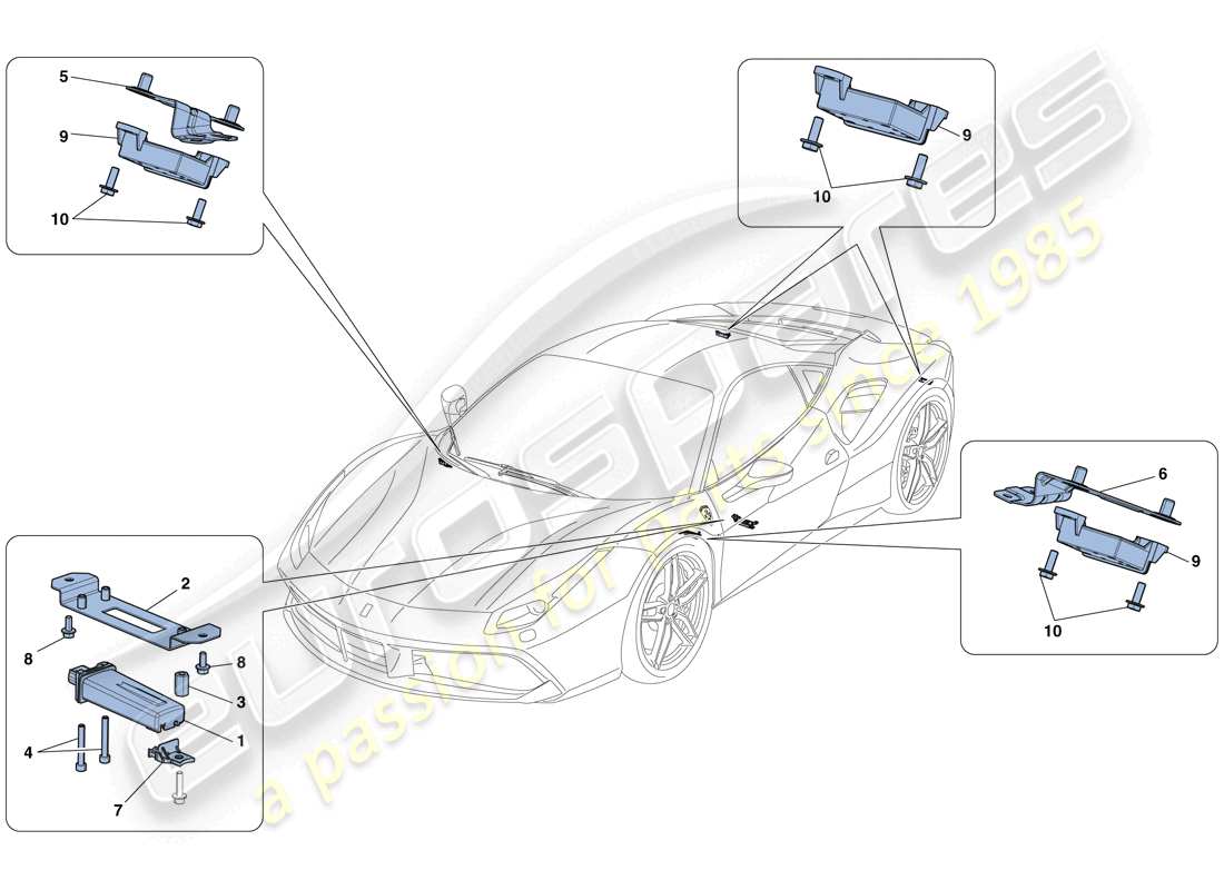 ferrari 488 gtb (europe) système de surveillance de la pression des pneus schéma des pièces