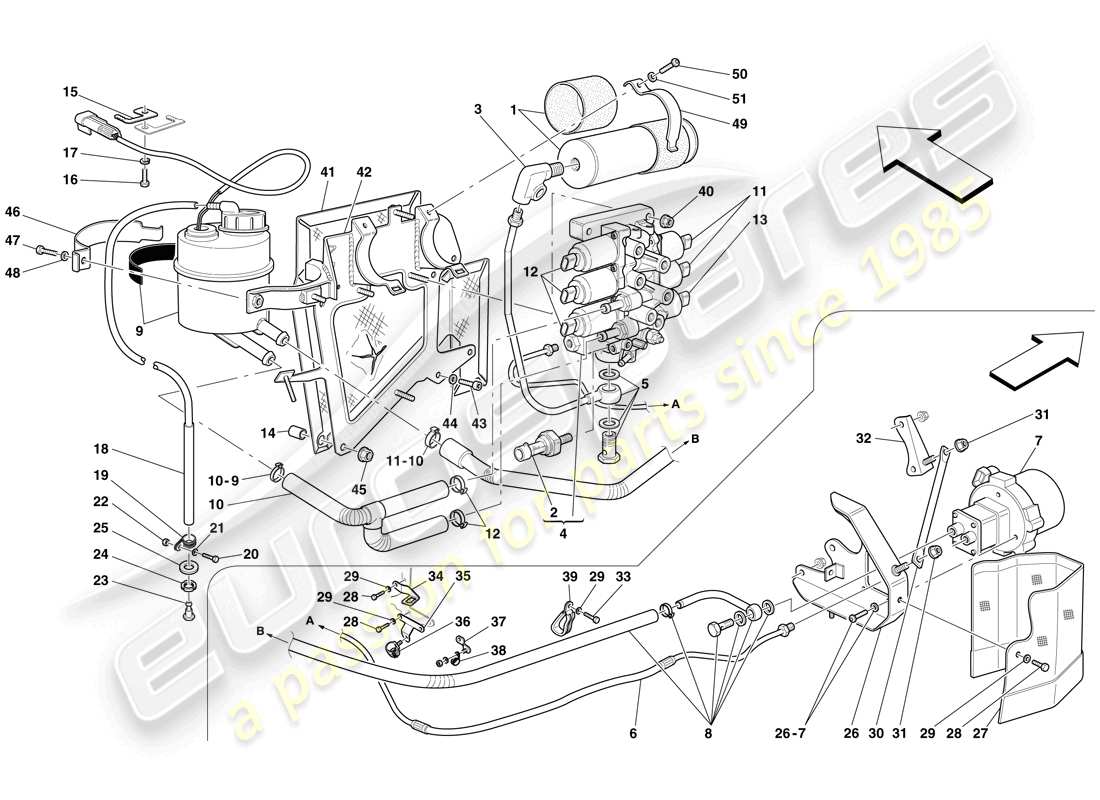 ferrari 599 gto (rhd) unité de puissance et réservoir schéma des pièces