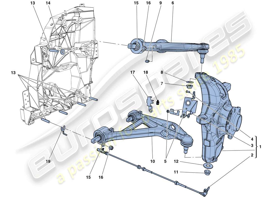 ferrari california t (rhd) suspension avant - bras schéma des pièces