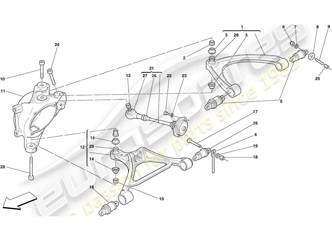 ferrari f430 coupe (europe) suspension arrière - bras schéma des pièces