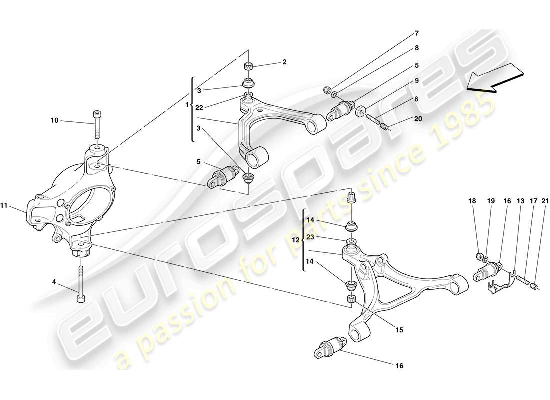 ferrari f430 coupe (usa) suspension avant - bras - schéma des pièces