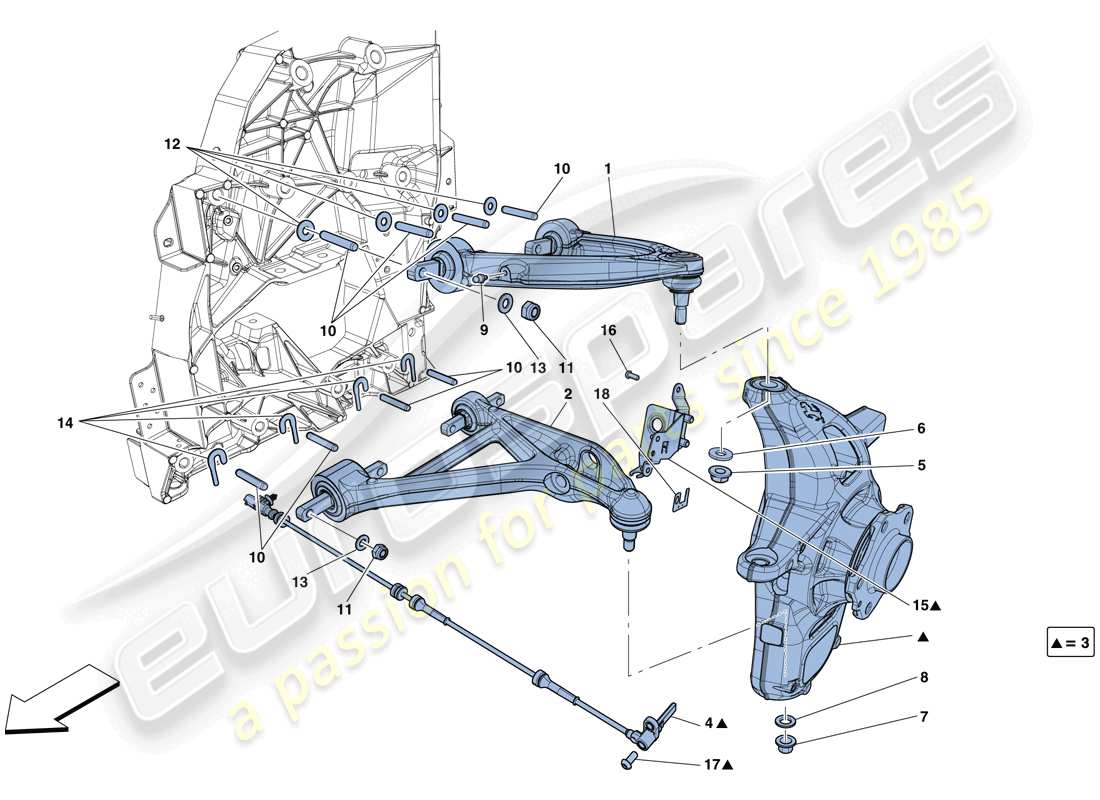 ferrari f12 tdf (rhd) suspension avant - bras schéma des pièces