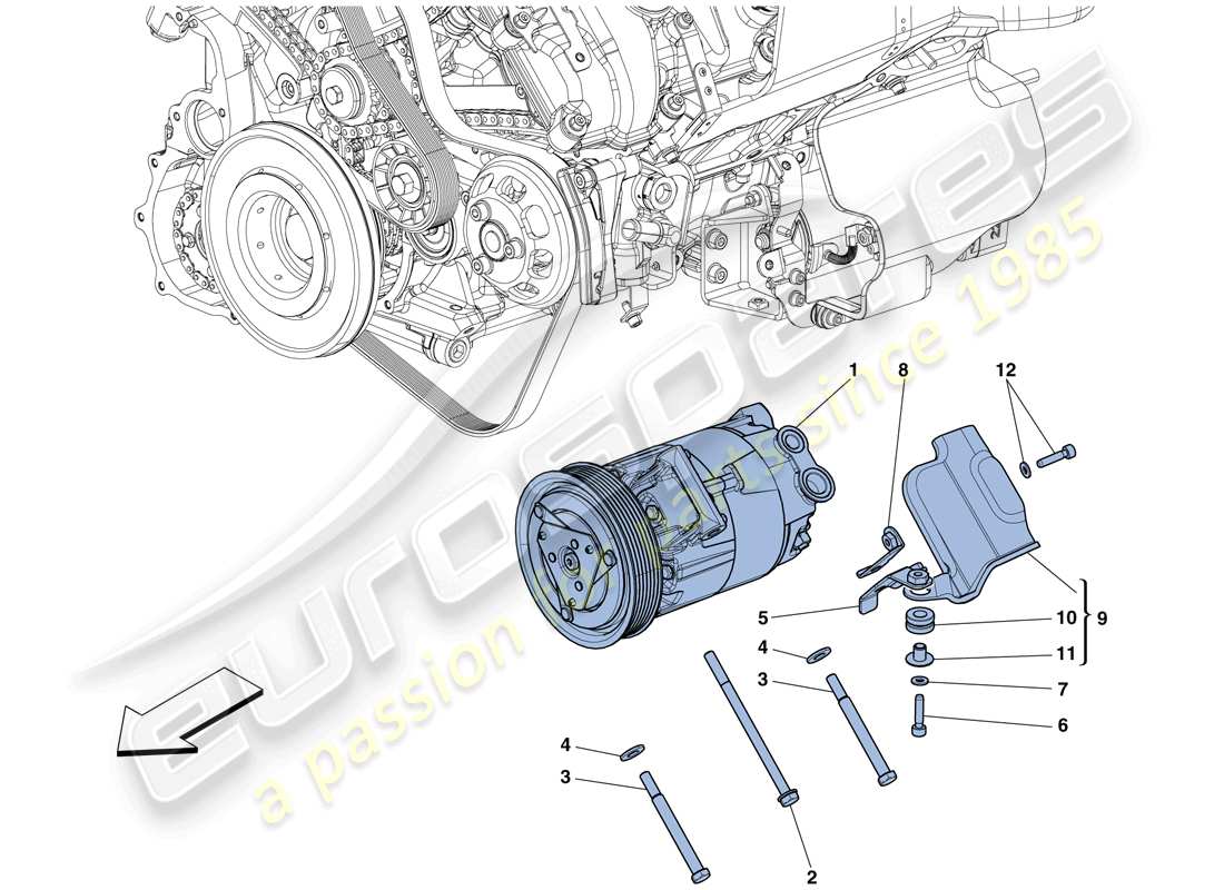 ferrari 458 speciale (rhd) compresseur du système ac schéma des pièces
