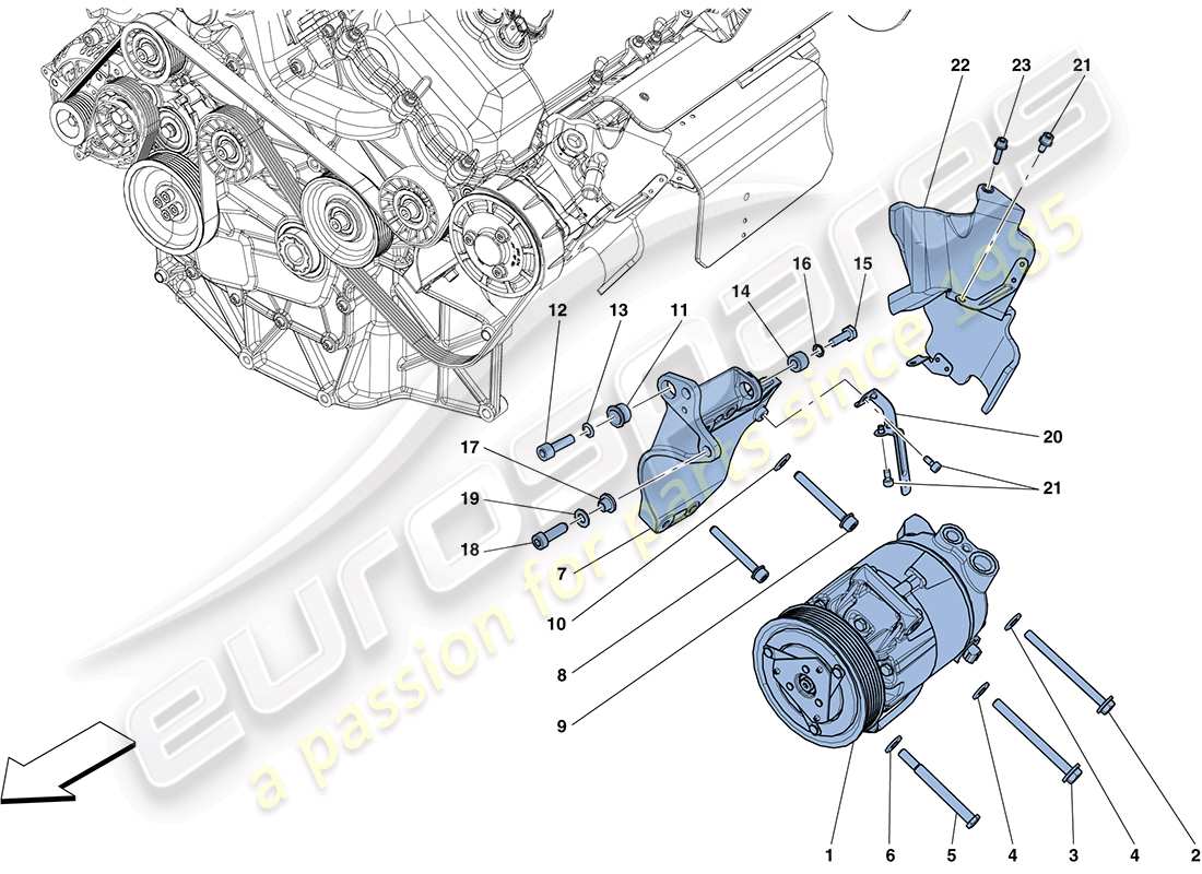 ferrari ff (rhd) schéma des pièces du compresseur du système ac