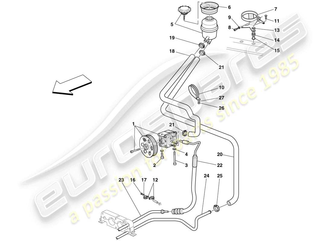 ferrari f430 scuderia (europe) pompe et réservoir de direction assistée schéma des pièces