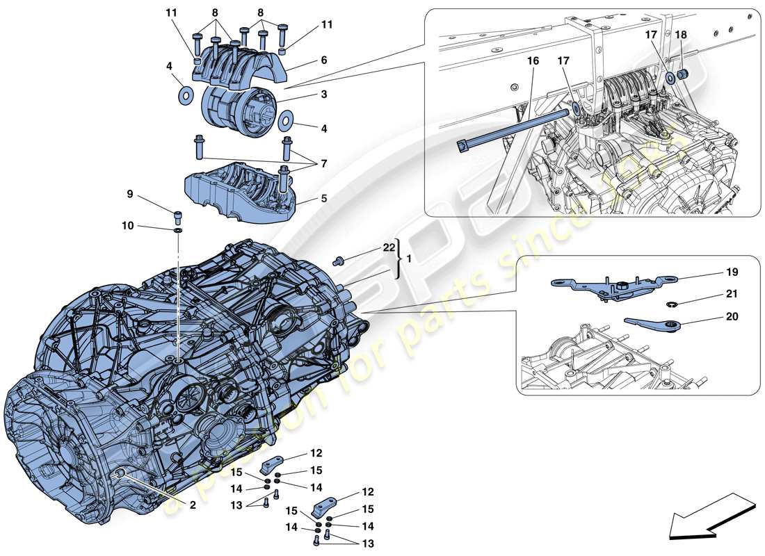 ferrari 488 spider (rhd) carter de boite de vitesses schéma des pièces