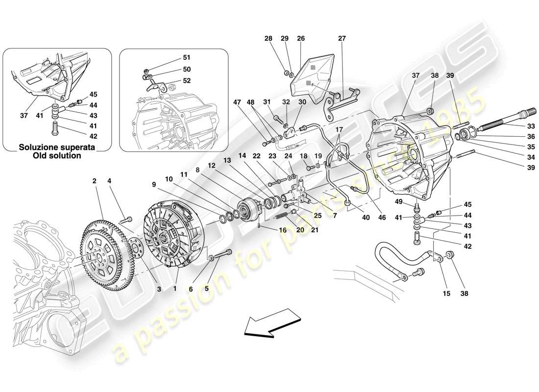 ferrari 599 gtb fiorano (europe) embrayage et commandes schéma des pièces