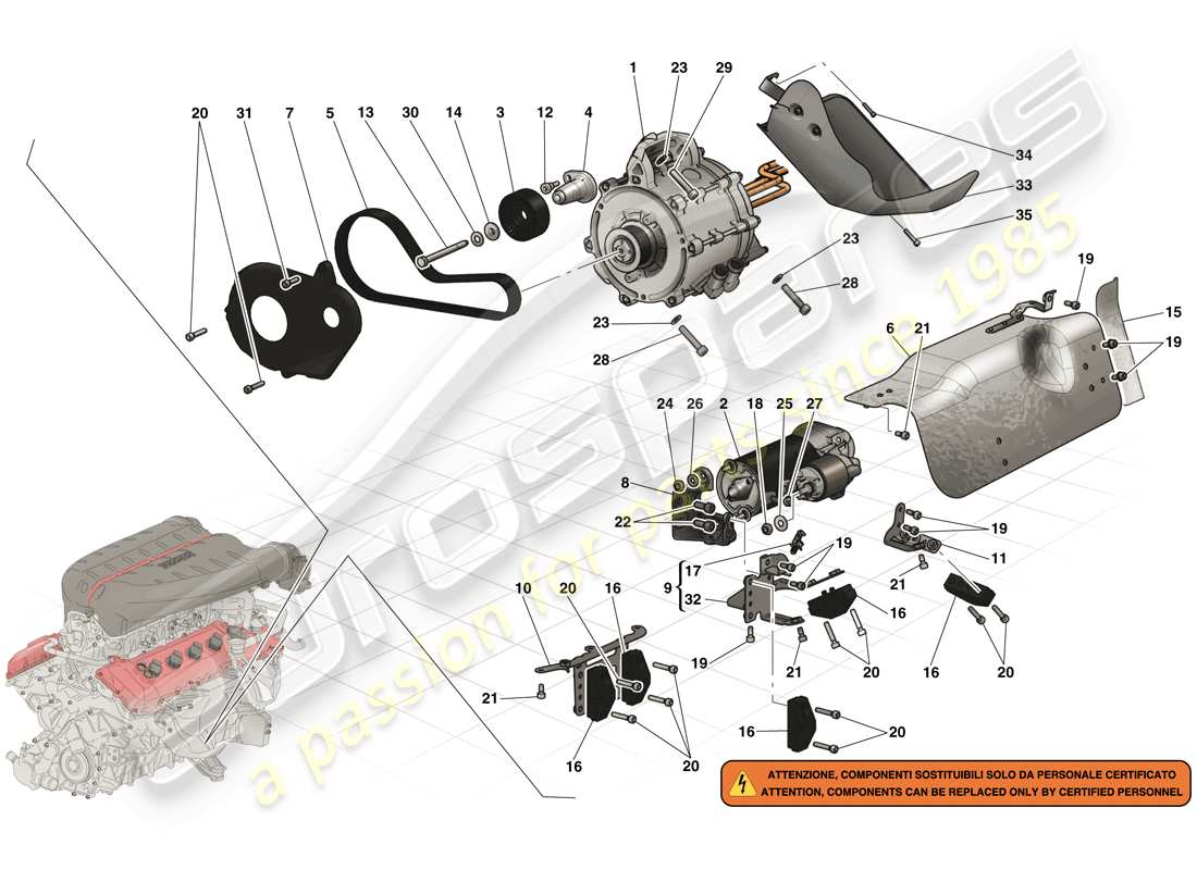 ferrari laferrari (europe) démarreur et moteur électrique 2 schéma des pièces