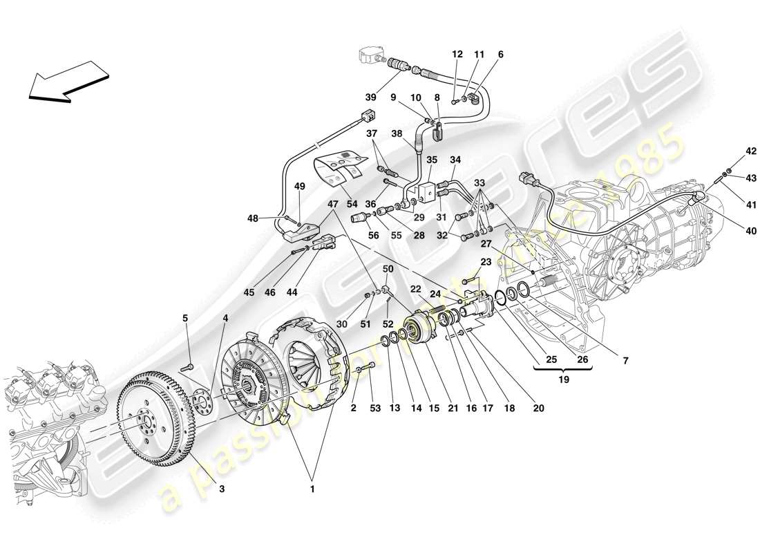 ferrari f430 scuderia (rhd) embrayage et commandes schéma des pièces