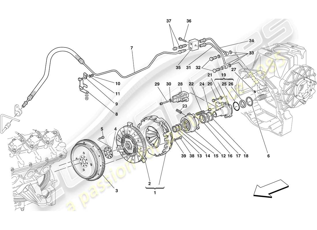ferrari f430 coupe (europe) embrayage et commandes schéma des pièces
