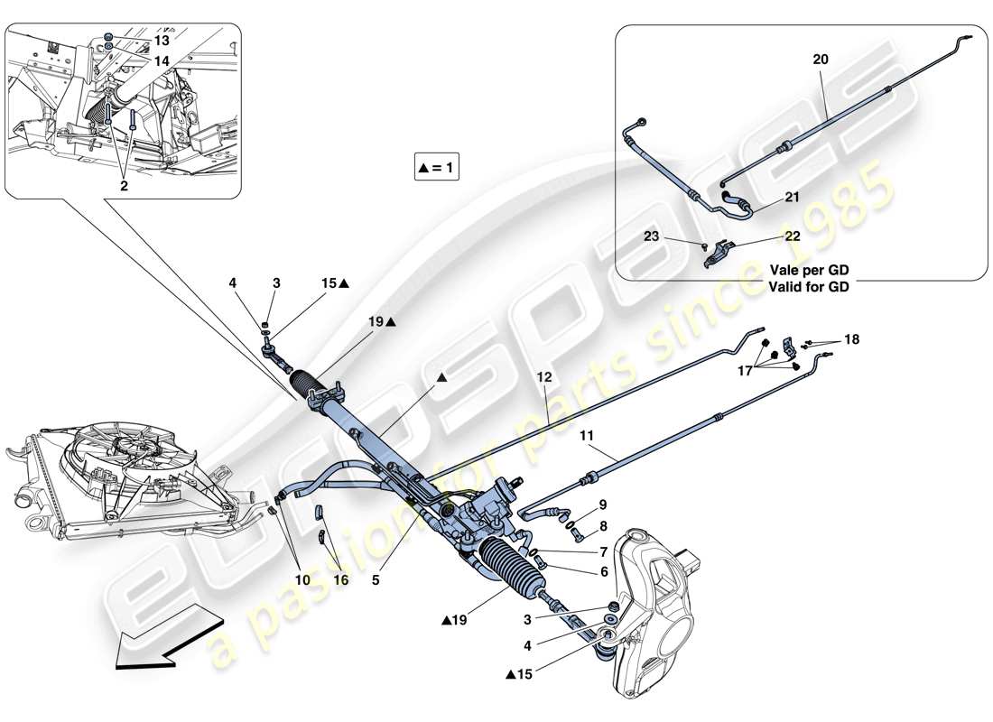 ferrari 458 spider (rhd) boîte de direction assistée hydraulique schéma des pièces