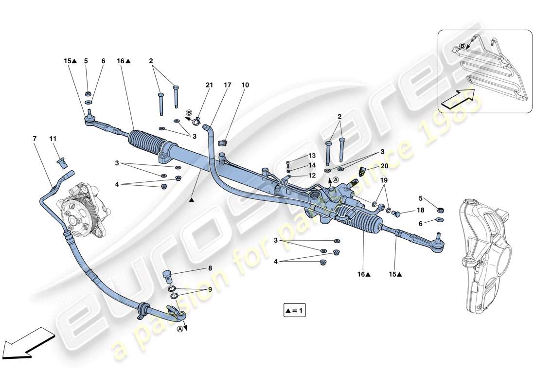 ferrari gtc4 lusso t (usa) boîte de direction assistée hydraulique schéma des pièces