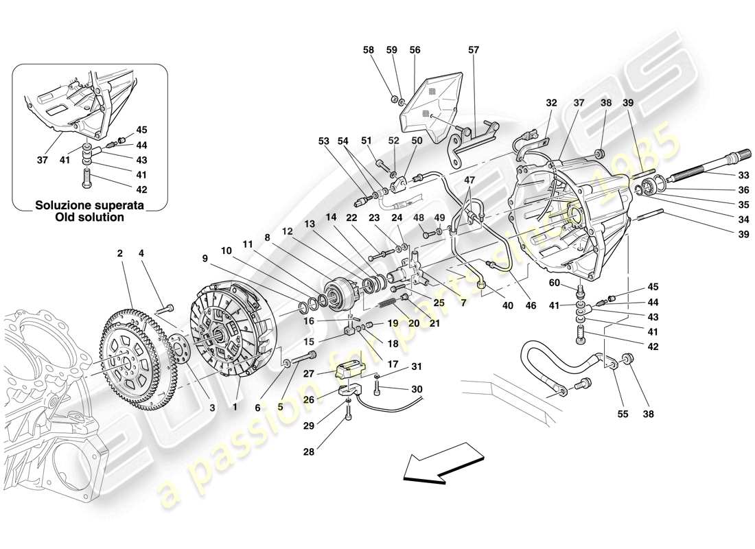 ferrari 599 gtb fiorano (europe) embrayage et commandes schéma des pièces