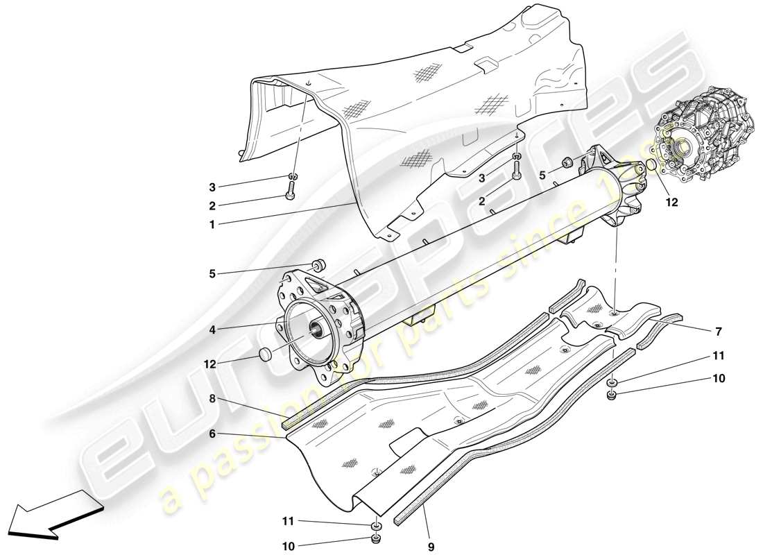 ferrari 599 sa aperta (usa) tuyau de raccord moteur/boite de vitesses et isolation schéma des pièces