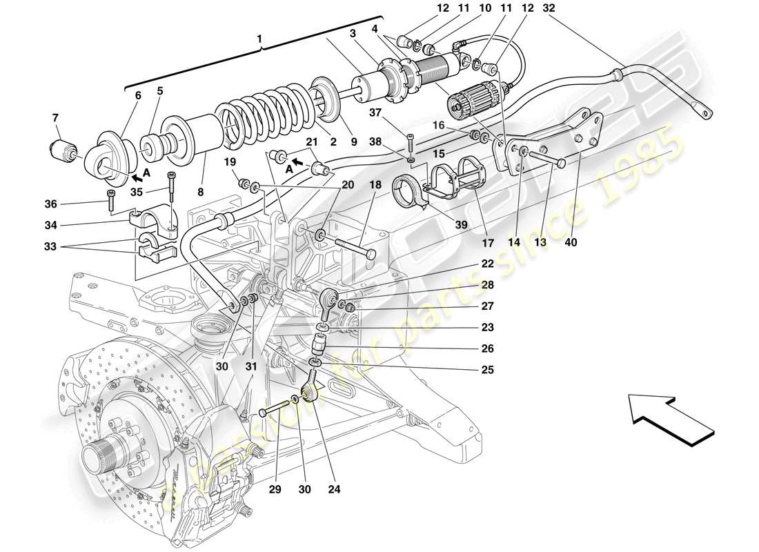 maserati mc12 suspension arrière - amortisseur et barre stabilisatrice schéma des pièces