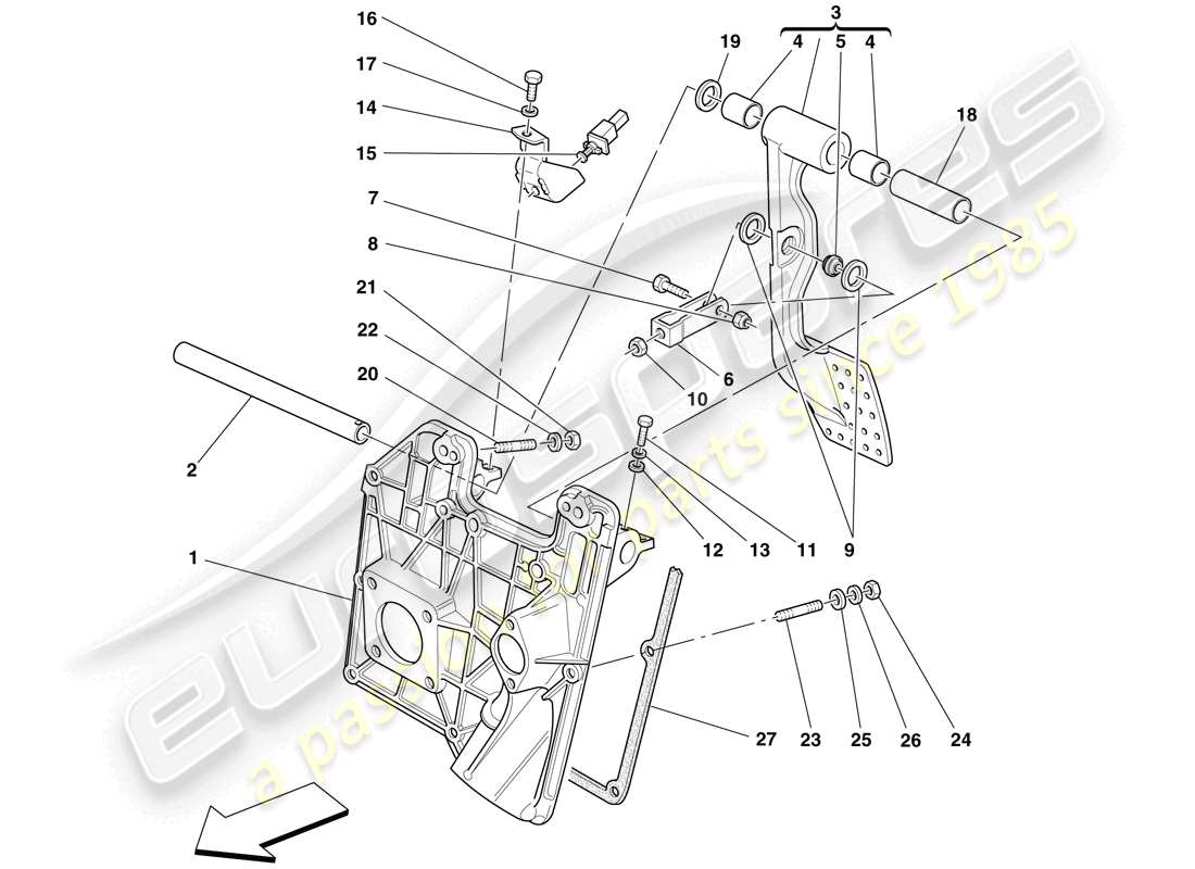 ferrari f430 scuderia (rhd) diagramme des pièces du pedal board