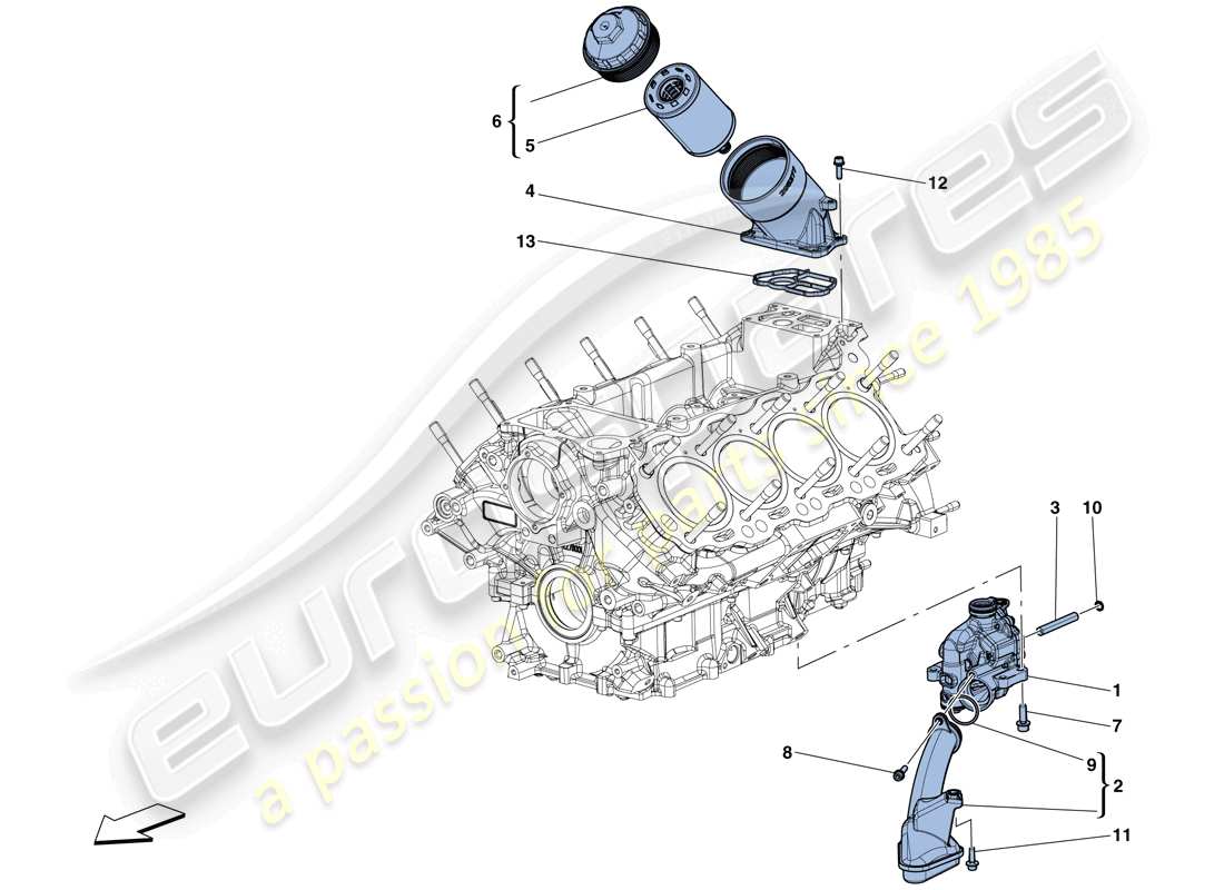 ferrari gtc4 lusso t (usa) lubrification : pompe et filtre schéma des pièces