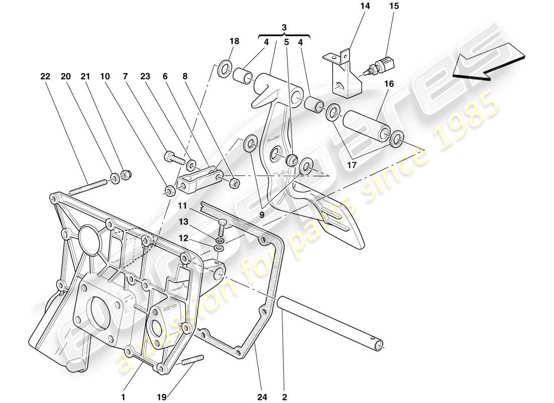 ferrari f430 scuderia (rhd) diagramme des pièces du pedal board