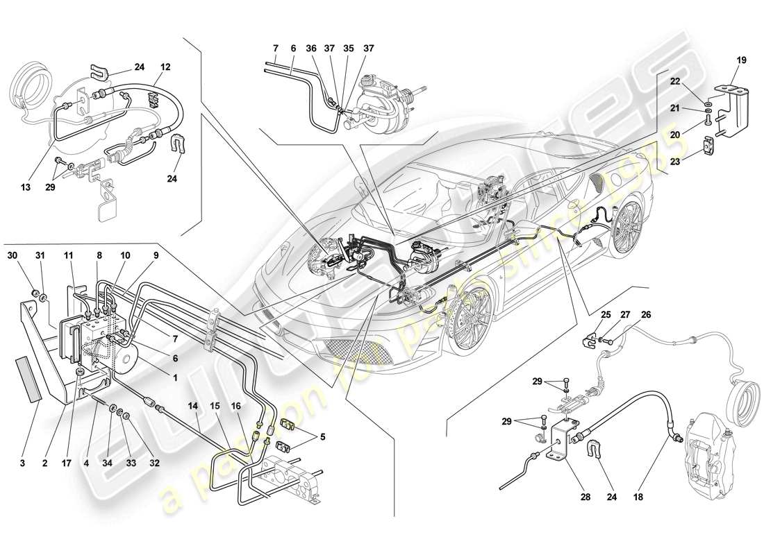 ferrari f430 scuderia (europe) système de freinage schéma des pièces