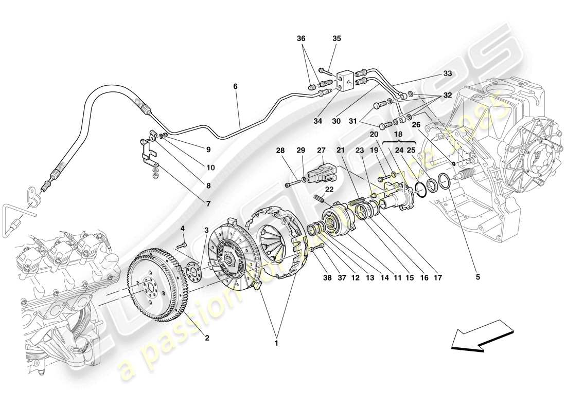 ferrari f430 spider (europe) embrayage et commandes schéma des pièces