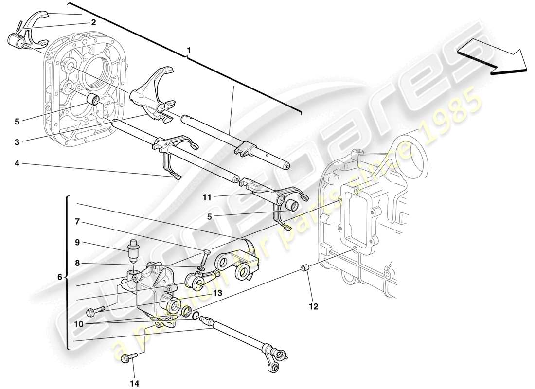 ferrari f430 spider (europe) commandes internes de la boîte de vitesses schéma des pièces