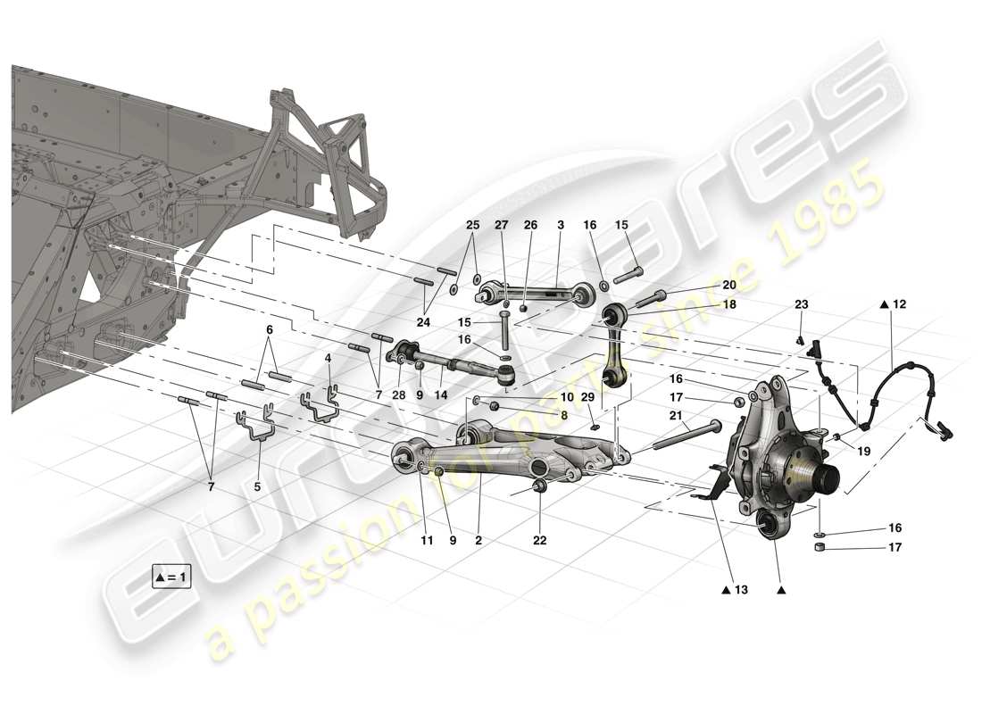 ferrari laferrari (usa) suspension arrière - bras - schéma des pièces