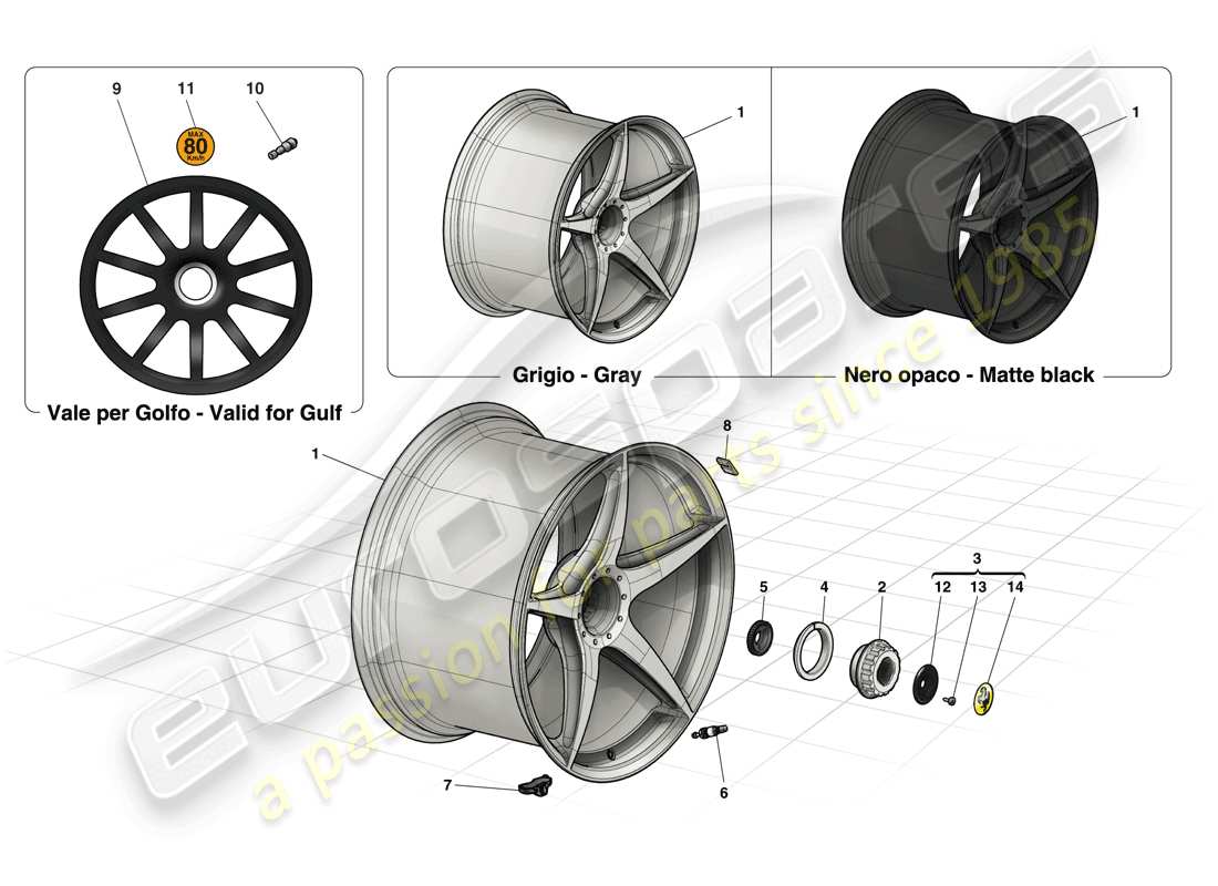 ferrari laferrari (europe) roues schéma des pièces