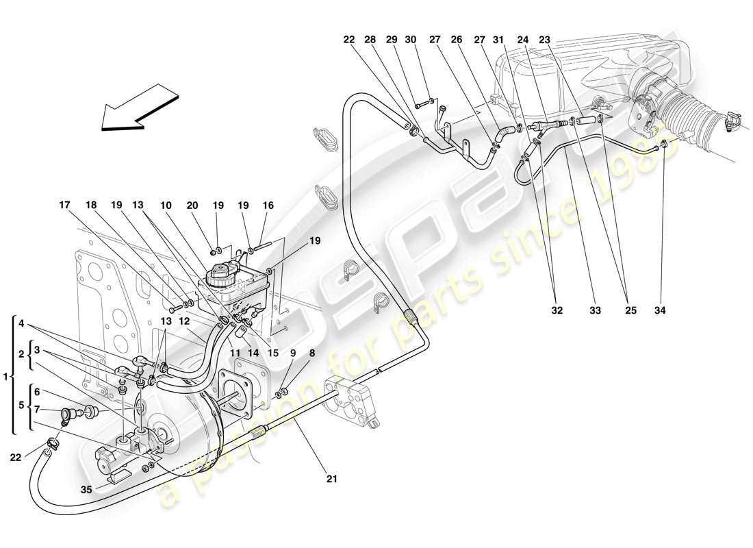 maserati mc12 commandes hydrauliques de freins et système d'assistance de frein schéma des pièces