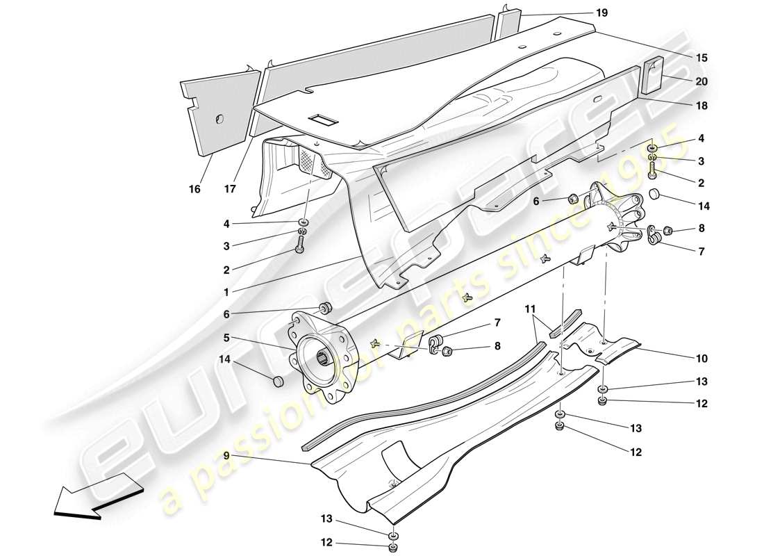 ferrari 612 sessanta (usa) tuyau de raccord moteur/boite de vitesses et isolation schéma des pièces