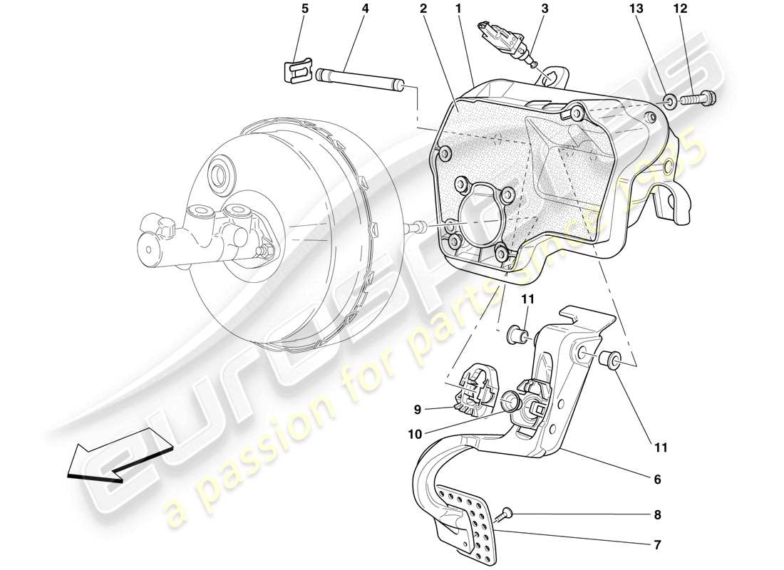ferrari 599 sa aperta (usa) diagramme des pièces du pedal board