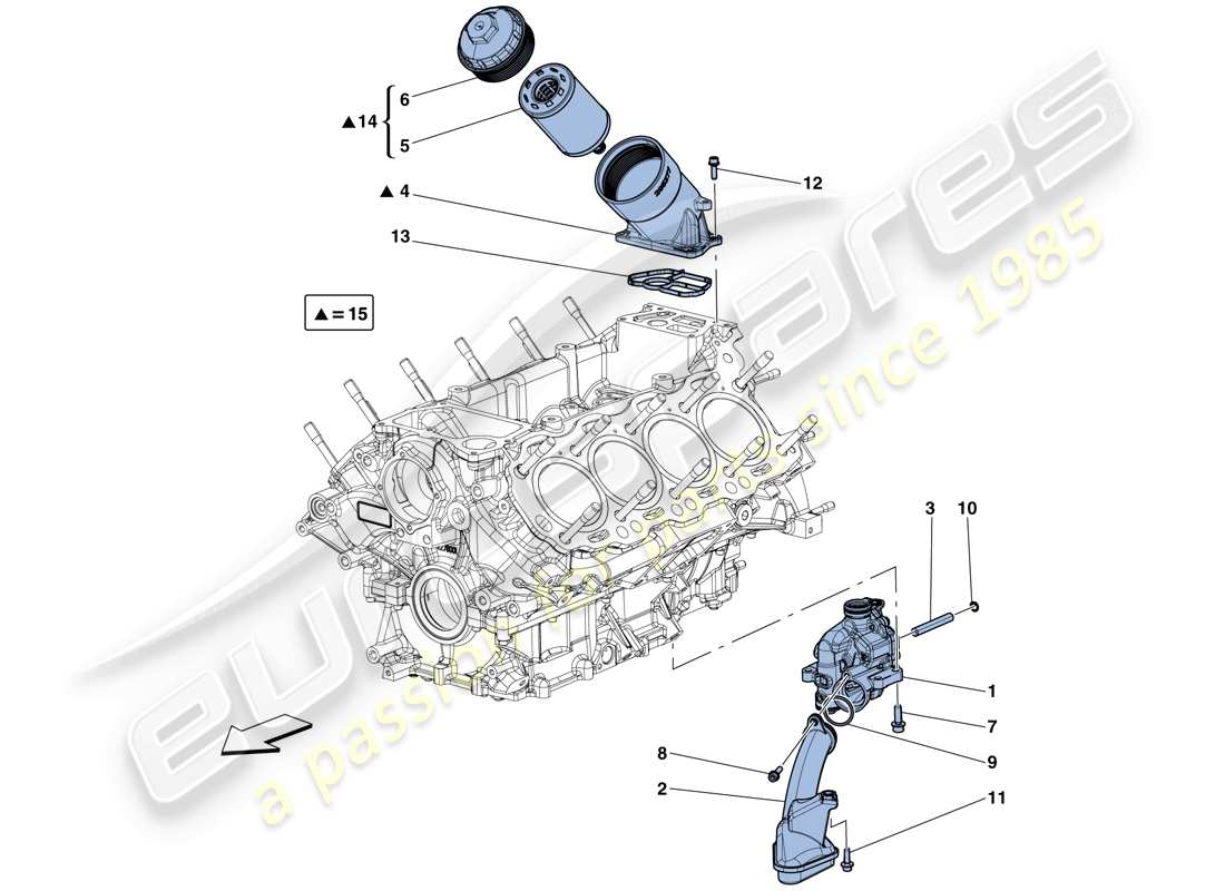 ferrari california t (europe) lubrification : pompe et filtre schéma des pièces