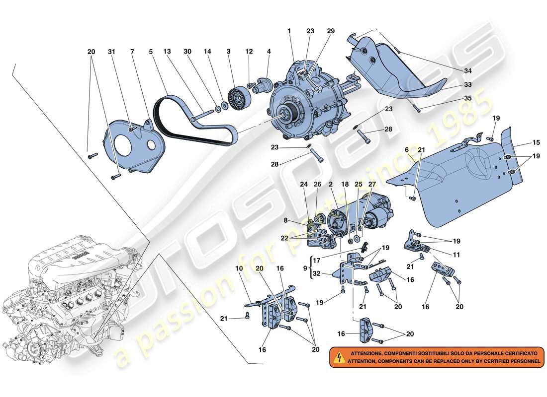 ferrari laferrari aperta (europe) démarreur et moteur électrique 2 schéma des pièces
