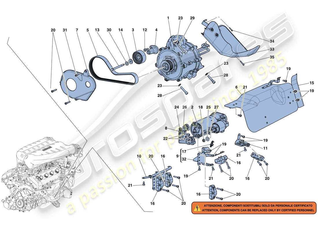 ferrari laferrari aperta (europe) démarreur et moteur électrique 2 schéma des pièces