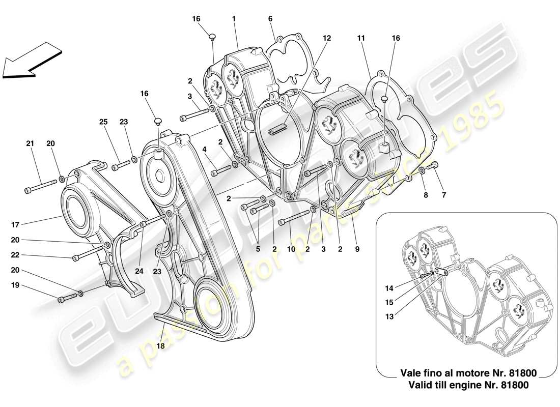 ferrari 612 sessanta (europe) couvercle de moteur schéma des pièces