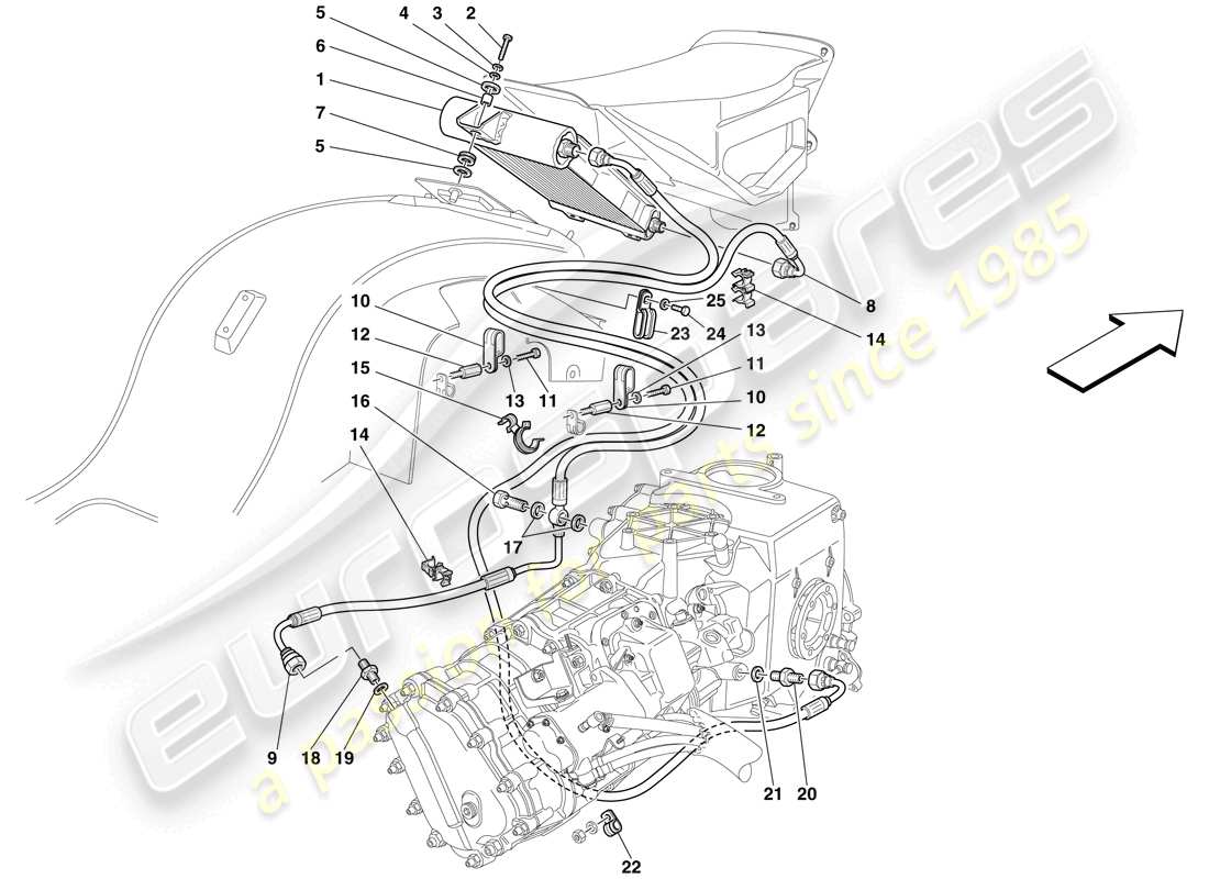 maserati mc12 système de refroidissement d'huile de boîte de vitesses schéma des pièces
