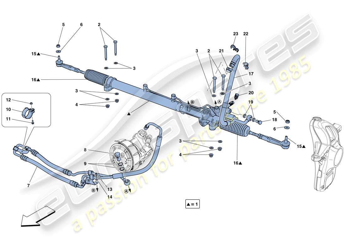 ferrari gtc4 lusso (rhd) boîte de direction assistée hydraulique schéma des pièces