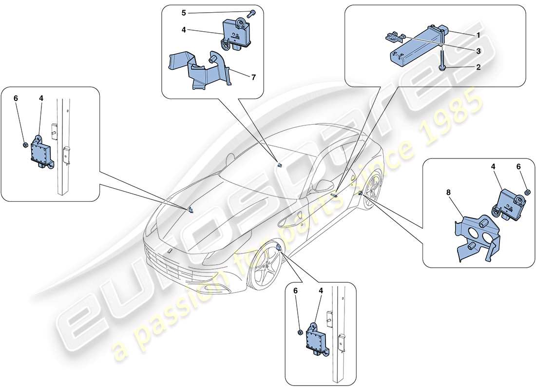 ferrari ff (rhd) système de surveillance de la pression des pneus schéma des pièces