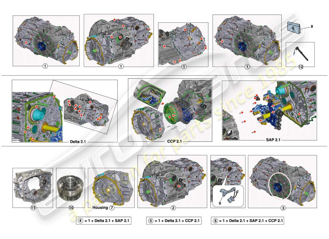 ferrari 458 speciale aperta (europe) kit de réparation boîte de vitesses schéma des pièces