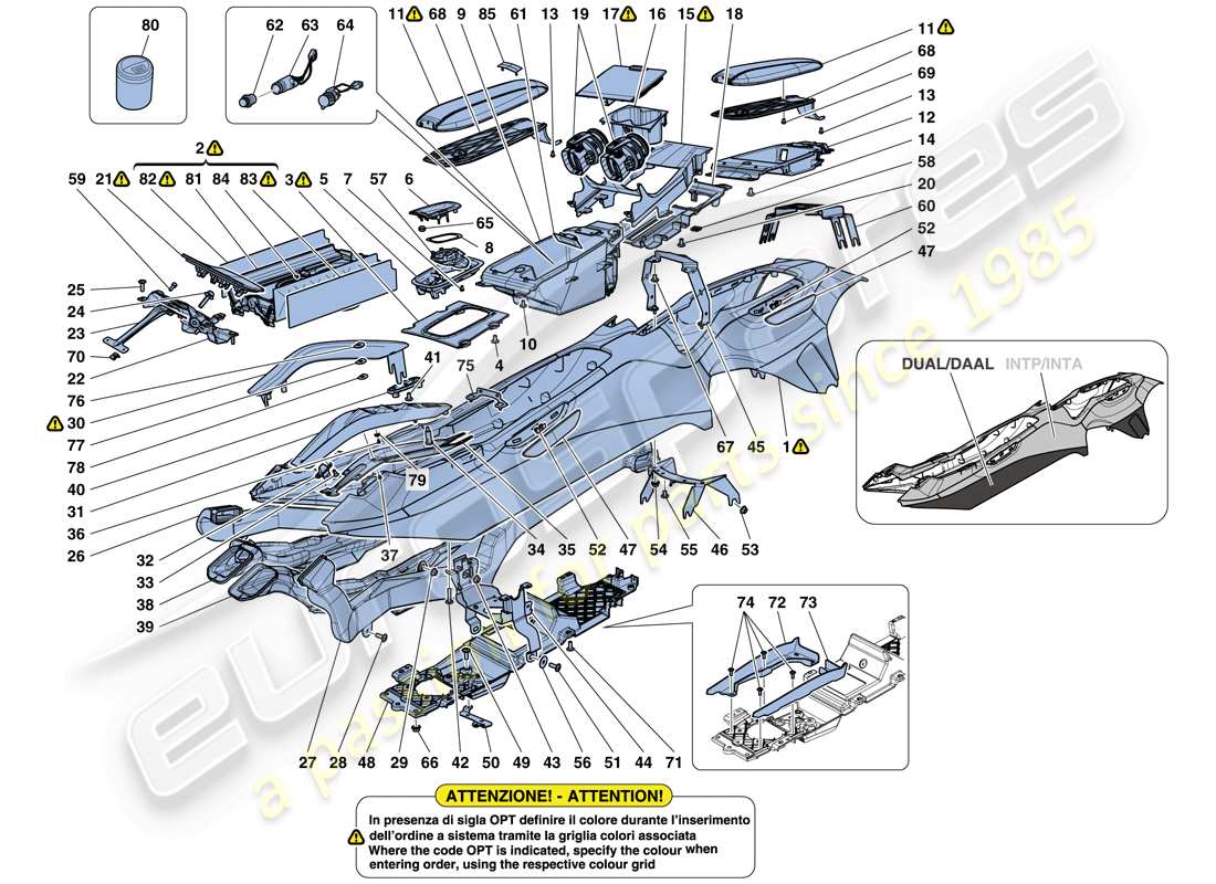 ferrari gtc4 lusso (europe) tunnel - sous-structure et accessoires schéma des pièces