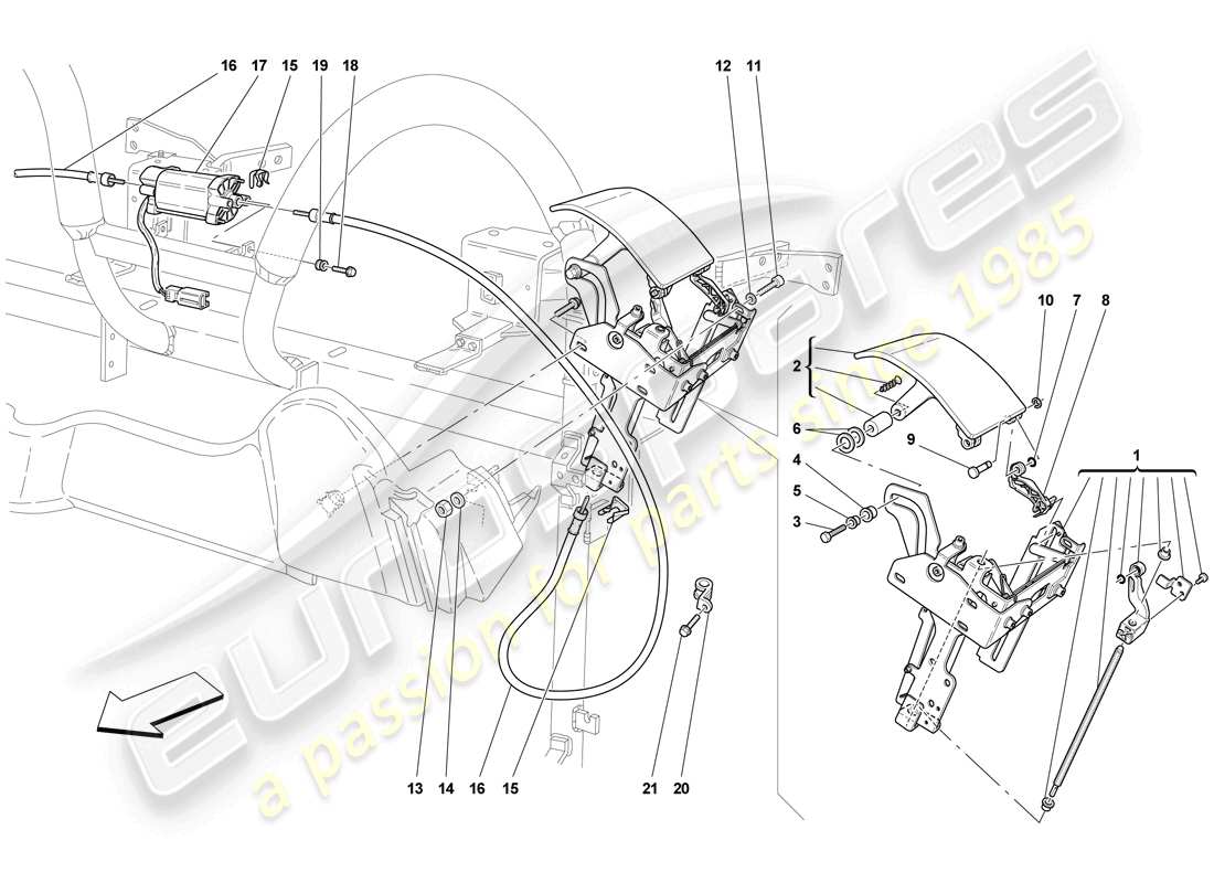 ferrari f430 scuderia (rhd) commande de toit et volet schéma des pièces